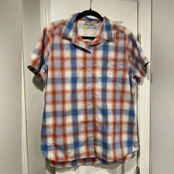 Eddie Bauer Women Nylon Vented Activewear Adventurer Short Sleeve Shirt Size L T - Picture 1 of 8